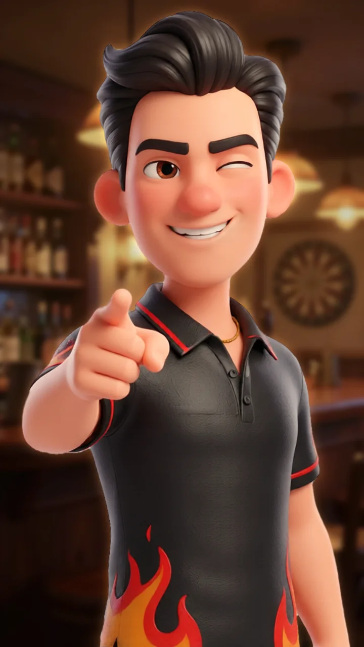 Tony winking and pointing at the camera